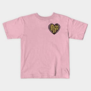 Leopard Print Heart Pink and Yellow Kids T-Shirt